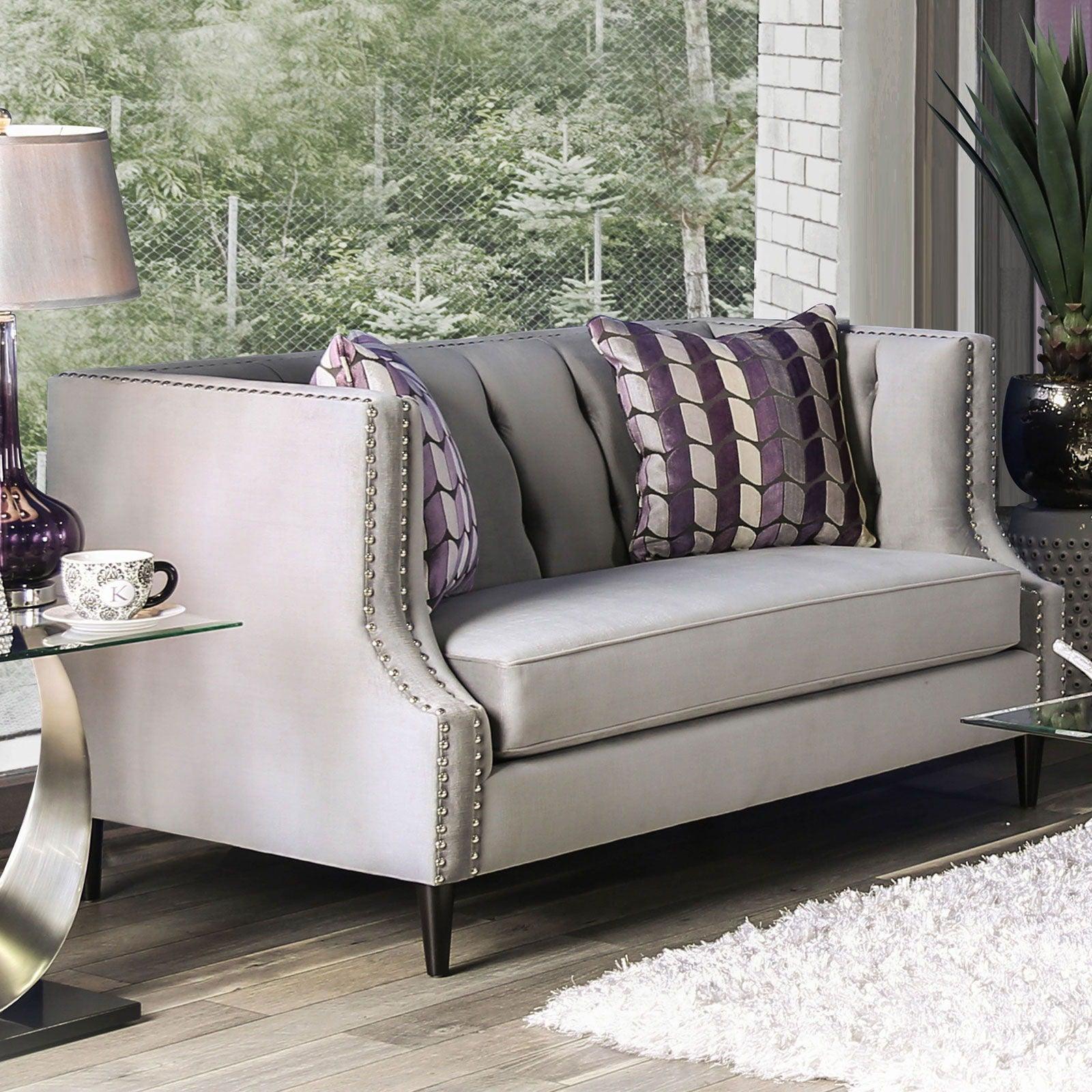 Furniture of America - Tegan - Loveseat - Gray / Purple - 5th Avenue Furniture