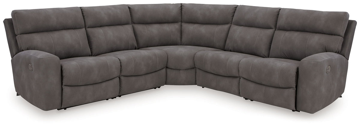 Next-Gen DuraPella Slate 5-piece power reclining sectional without console