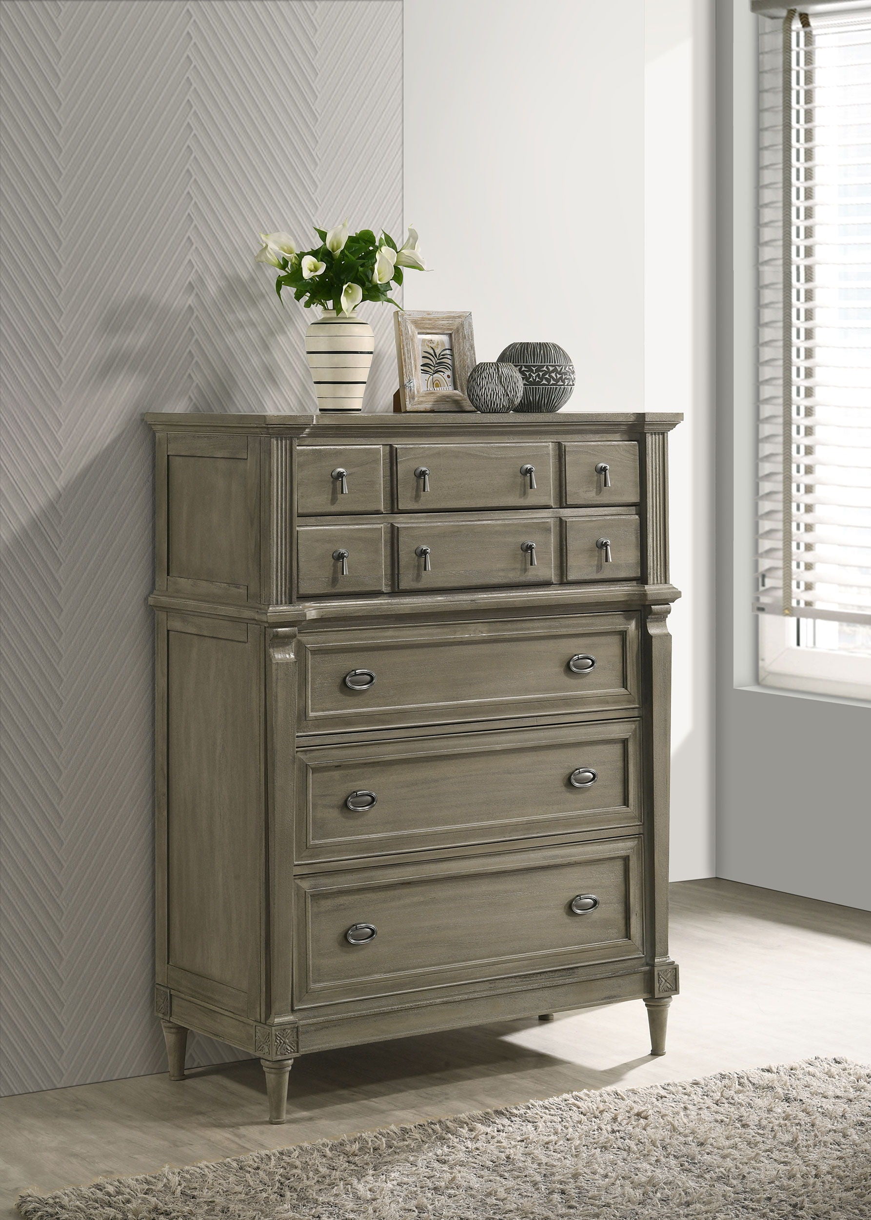 Alderwood - 5-Drawer Bedroom Chest - French Gray