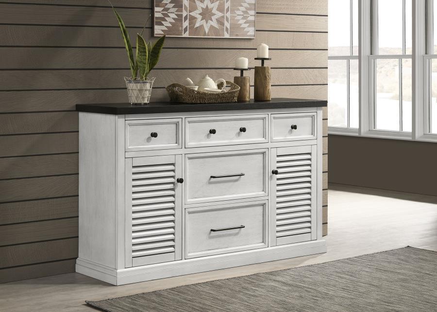 Coaster Fine Furniture - Aventine - 5-drawer Dining Sideboard Buffet Cabinet With Cabinet - Charcoal And Vintage Chalk - 5th Avenue Furniture