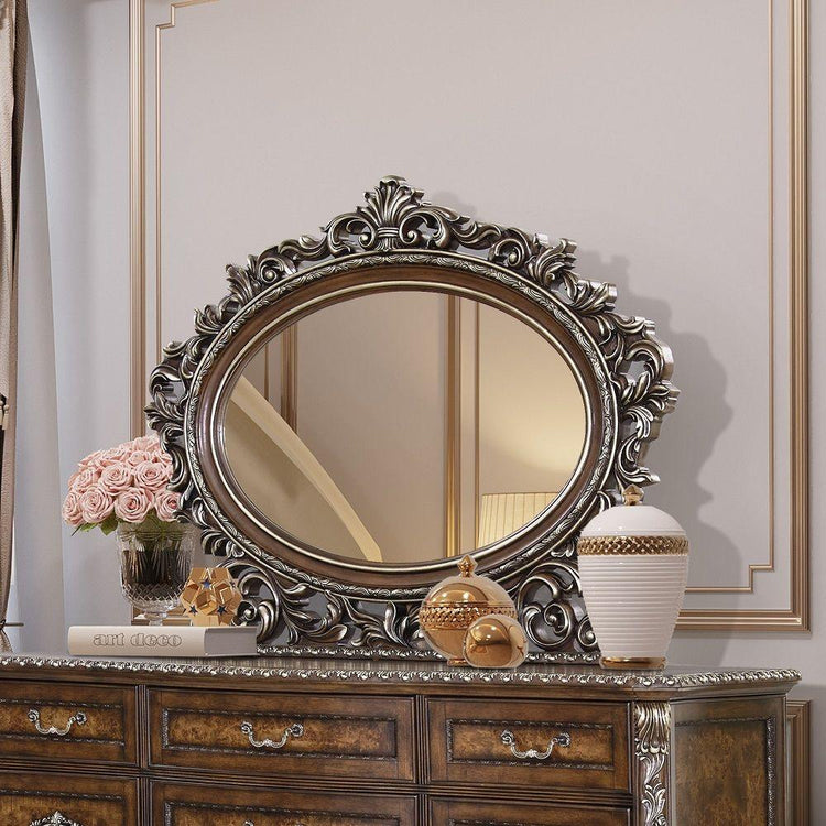 ACME - Devany - Oval Mirror - Cherry - 5th Avenue Furniture