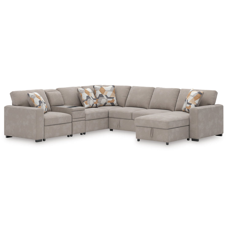 Higgesbee Flannel - 5pc Pullout Sleeper Storage Sectional