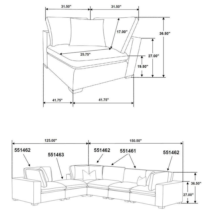 Coaster Fine Furniture - Lakeview - Upholstered Modular Sectional Sofa - 5th Avenue Furniture