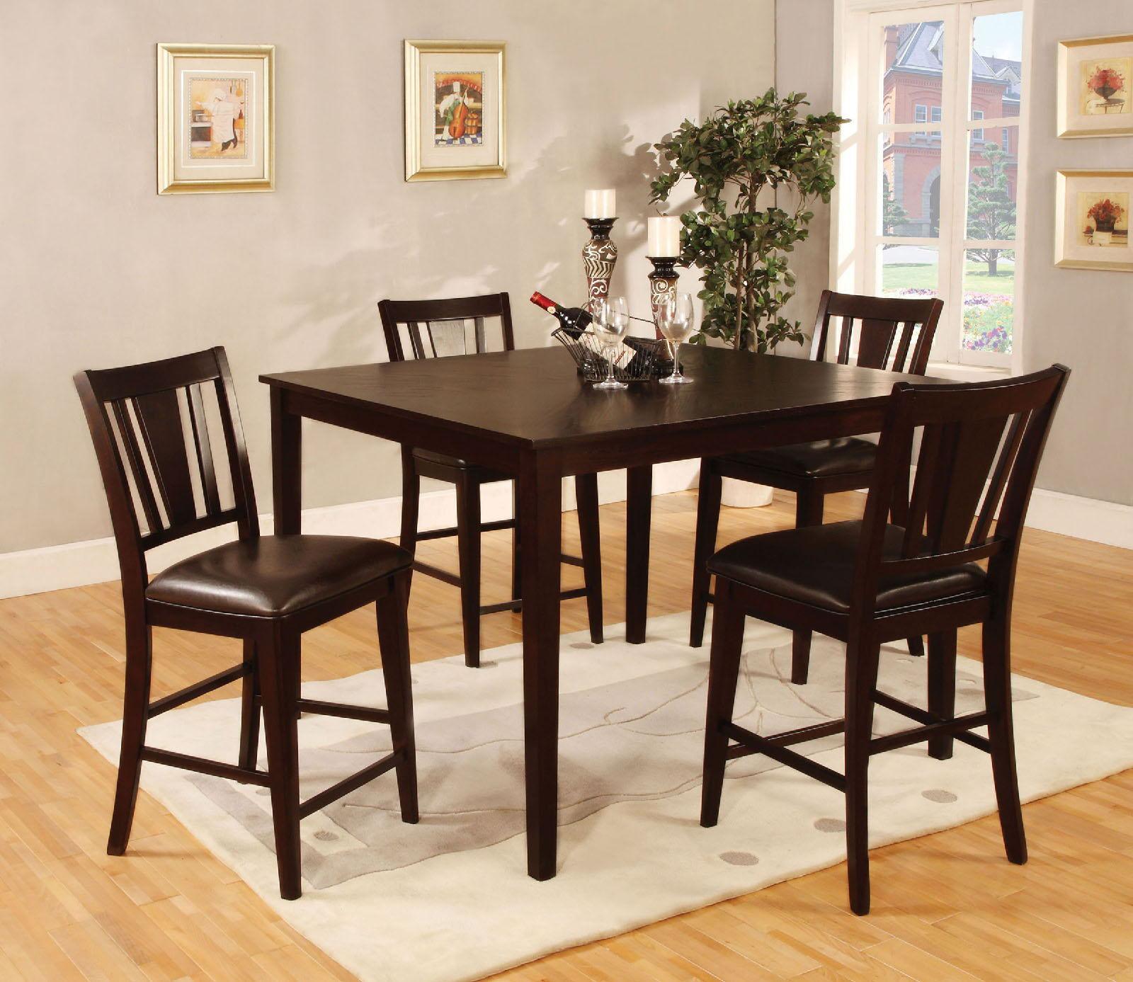 Furniture of America - Bridgette - 5 Piece Square Counter Height Table Set - Espresso - 5th Avenue Furniture