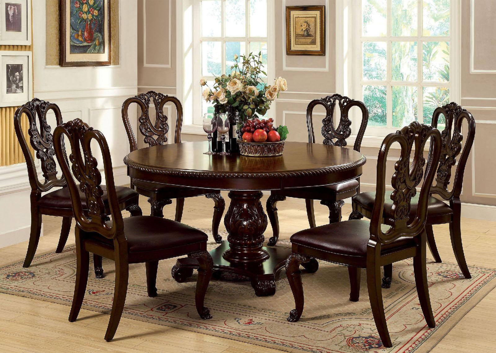 Furniture of America - Bellagio - Round Dining Table - Brown Cherry - 5th Avenue Furniture