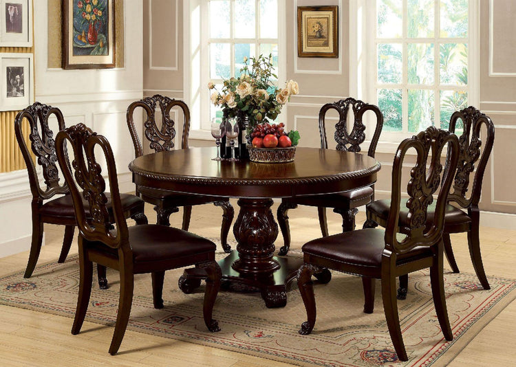 Furniture of America - Bellagio - Round Dining Table - Brown Cherry - 5th Avenue Furniture