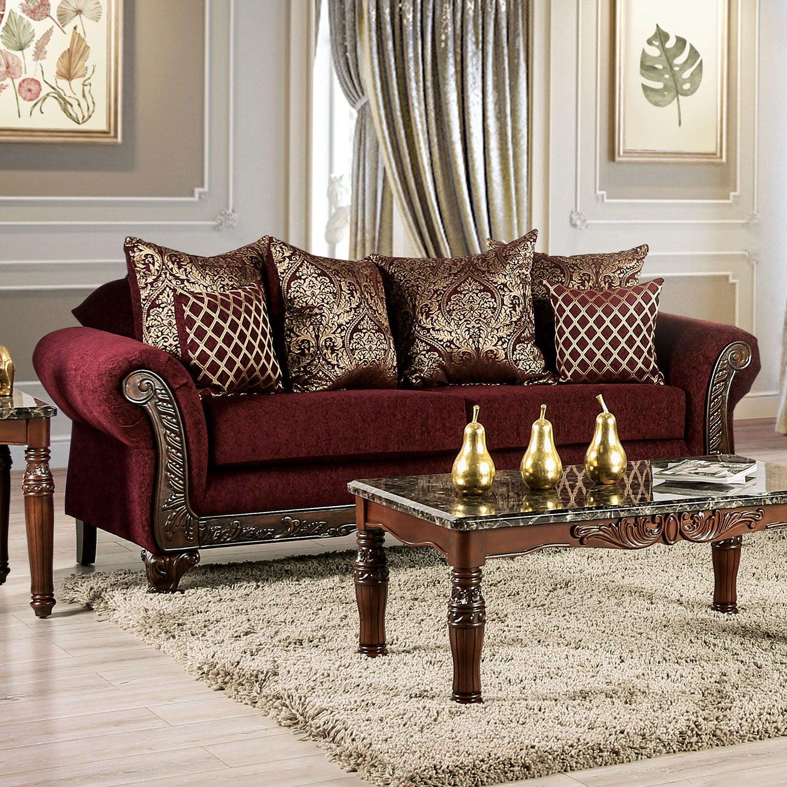 Furniture of America - Letizia - Sofa - Wine / Walnut - 5th Avenue Furniture