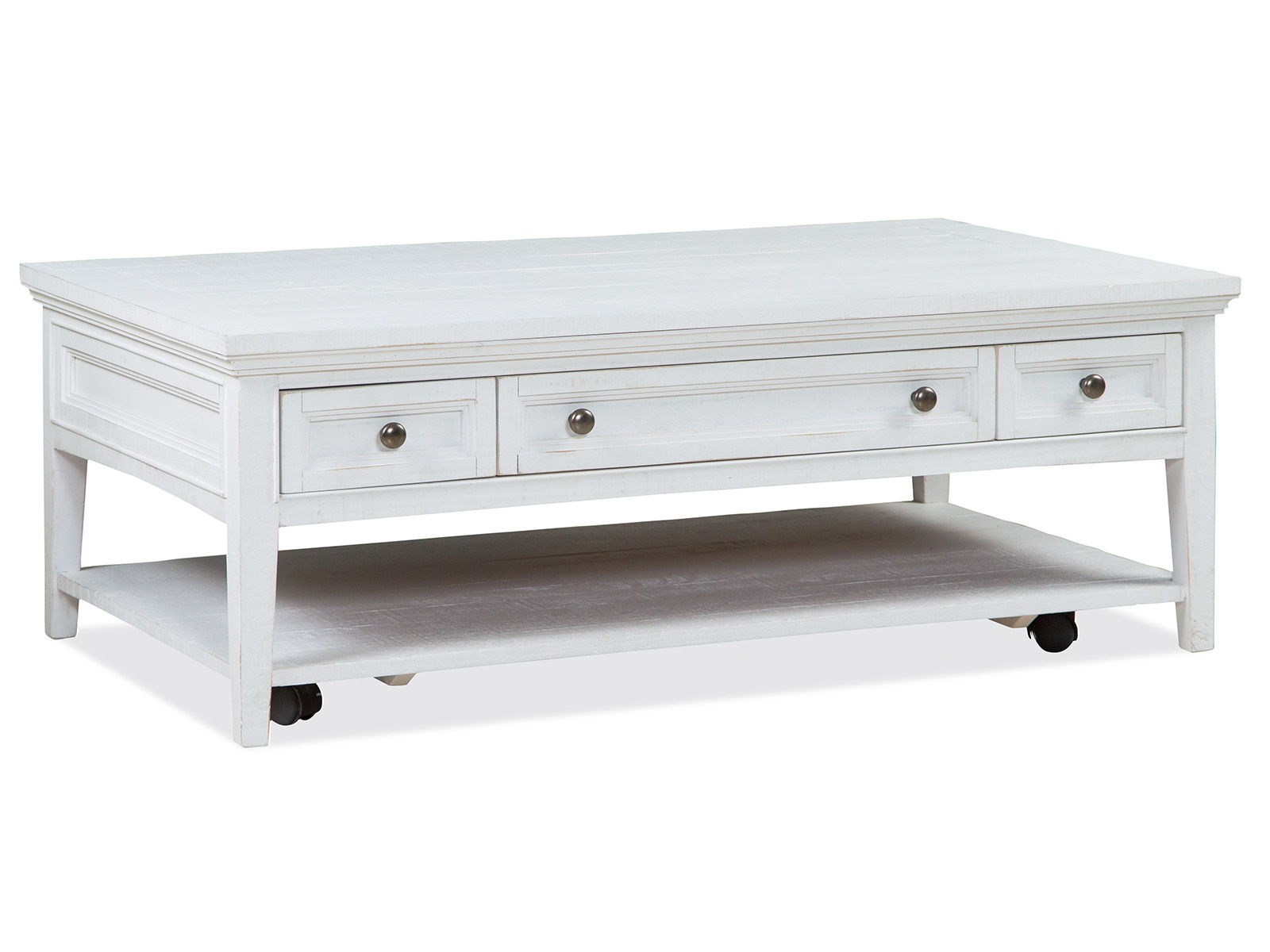 Heron Cove - Rectangular Cocktail Table With Casters - Chalk White
