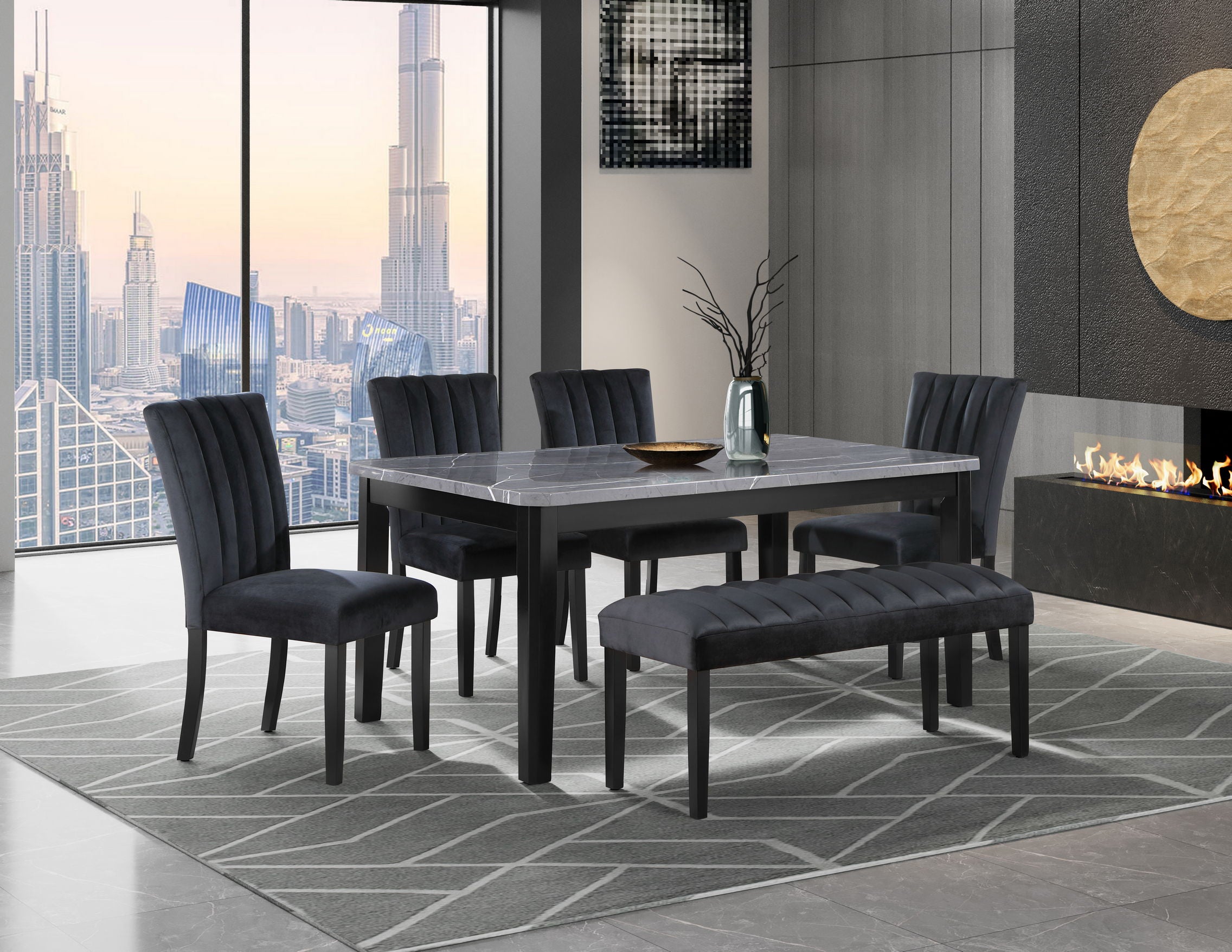 D8685 - 6pc Dining Set - Black/Grey