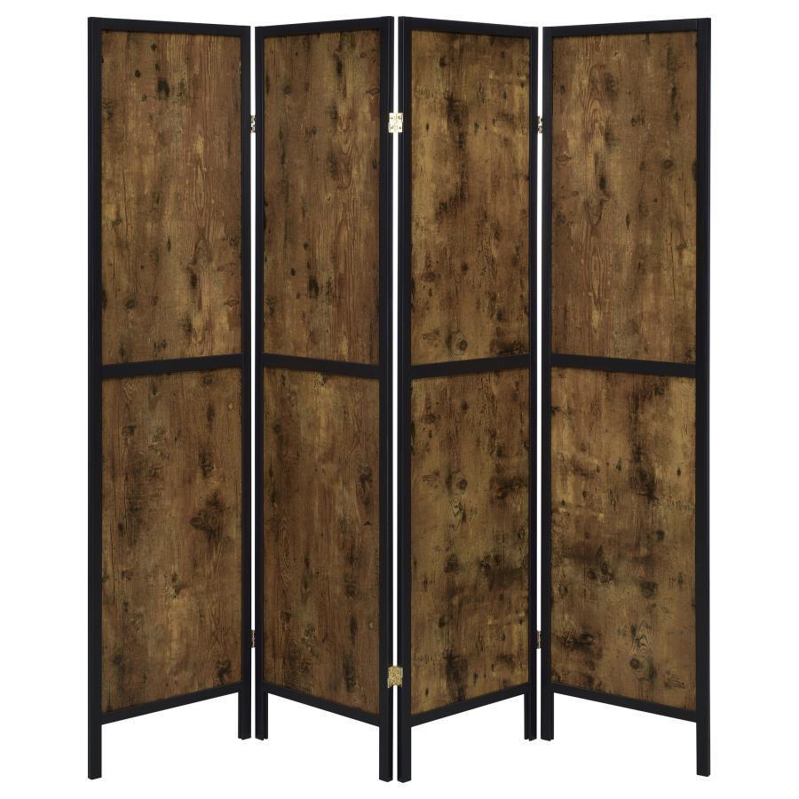 CoasterEveryday - Deepika - 4-Panel Folding Screen - Antique Nutmeg And Black - 5th Avenue Furniture