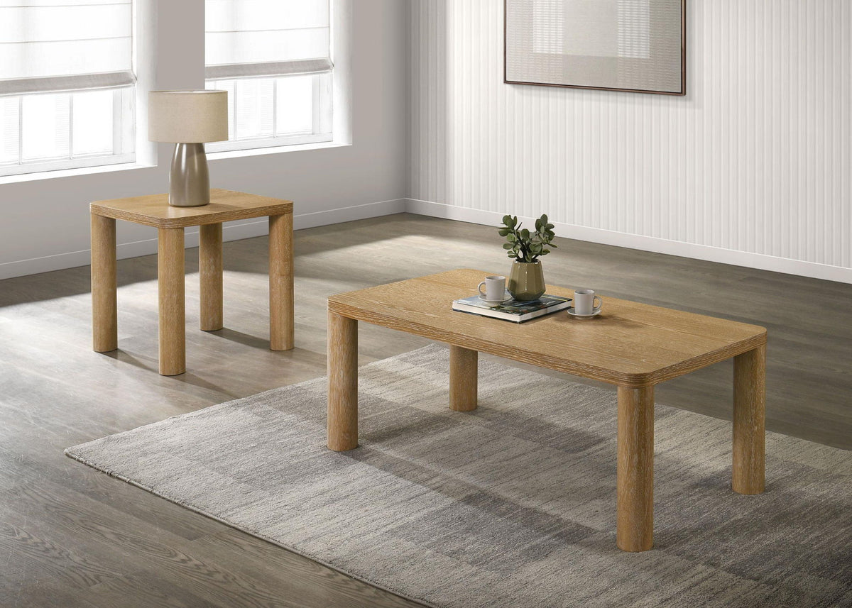 Castlewood 2-piece Cocktail Coffee Table Set Light Oak