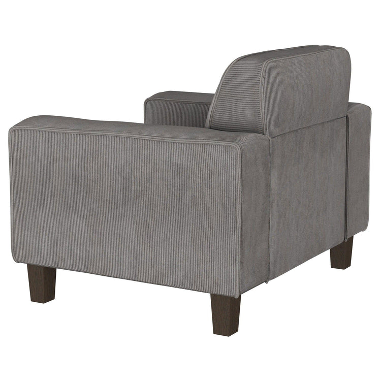 Coaster Fine Furniture - Deerhurst - Upholstered Tufted Track Arm Accent Chair - Charcoal - 5th Avenue Furniture