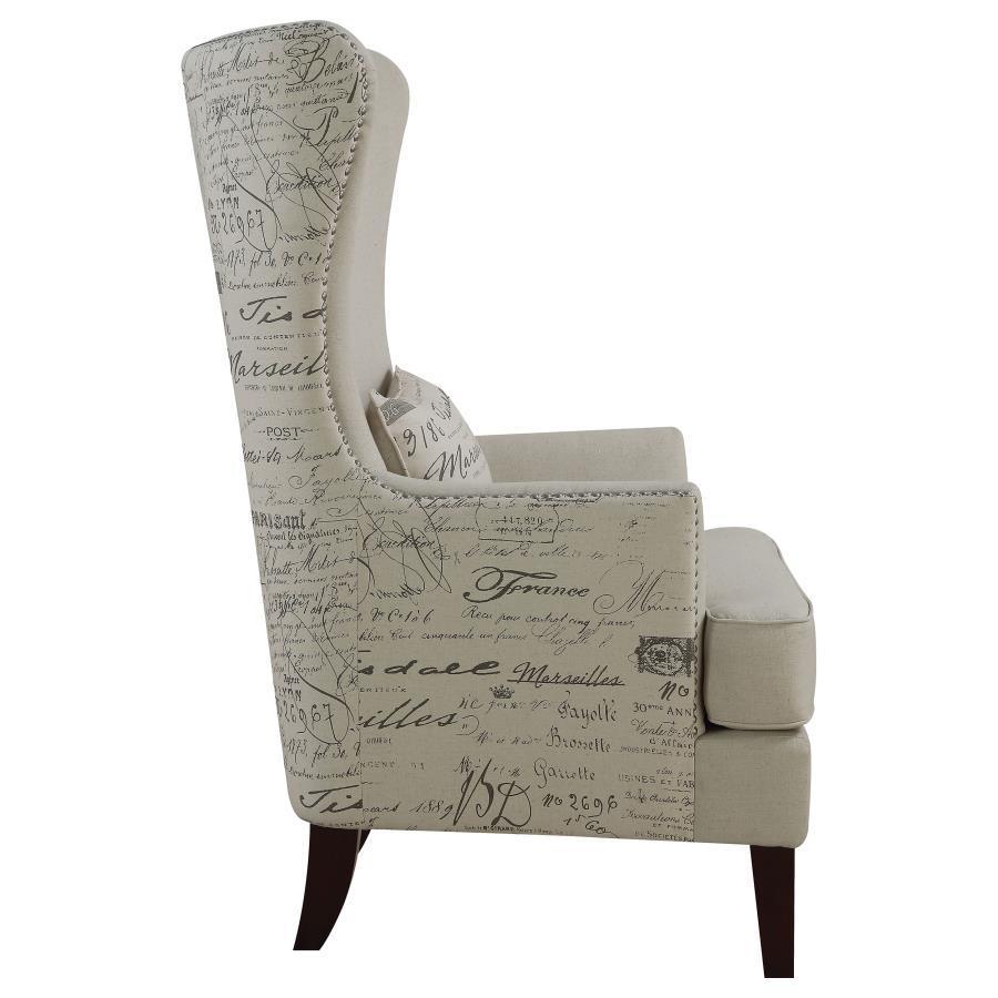 CoasterElevations - Pippin - Curved Arm High Back Accent Chair - Cream - 5th Avenue Furniture