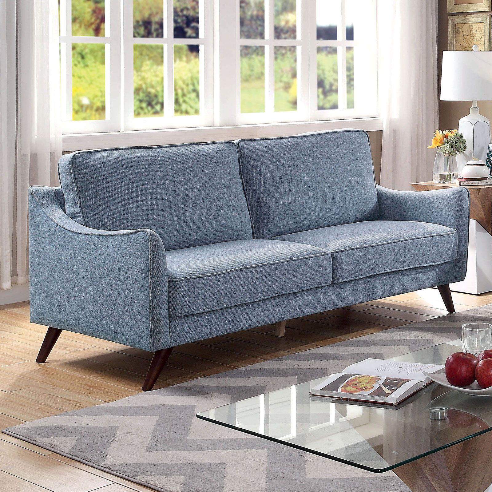 Furniture of America - Maxime - Sofa - Light Blue - 5th Avenue Furniture