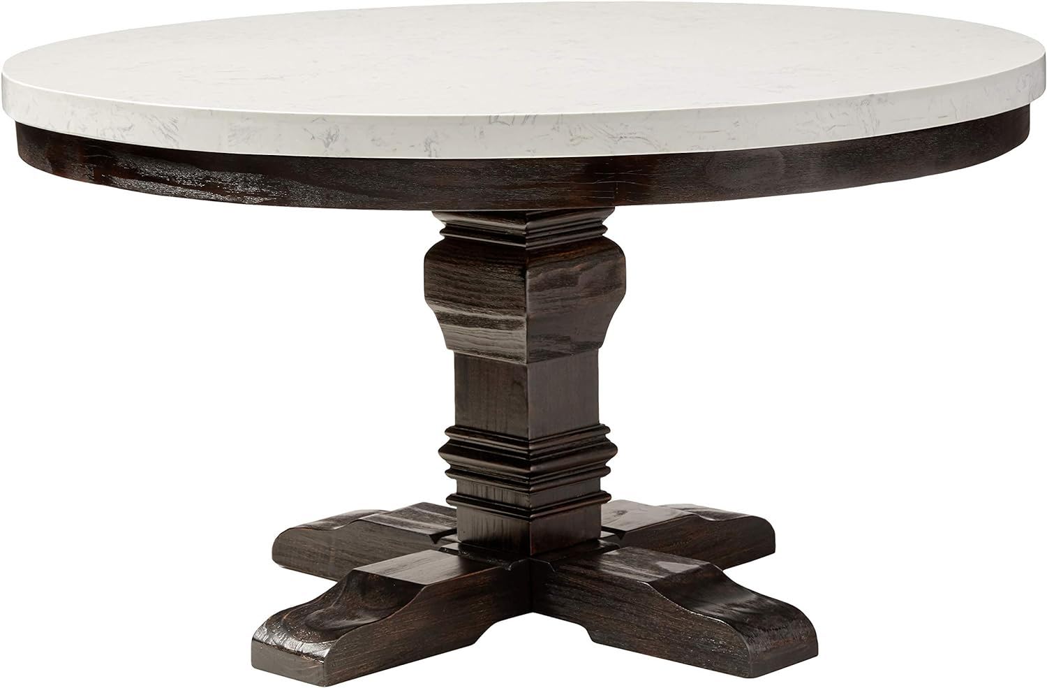 Nolan - Dining Table - White Marble & Salvage Dark Oak - 30"