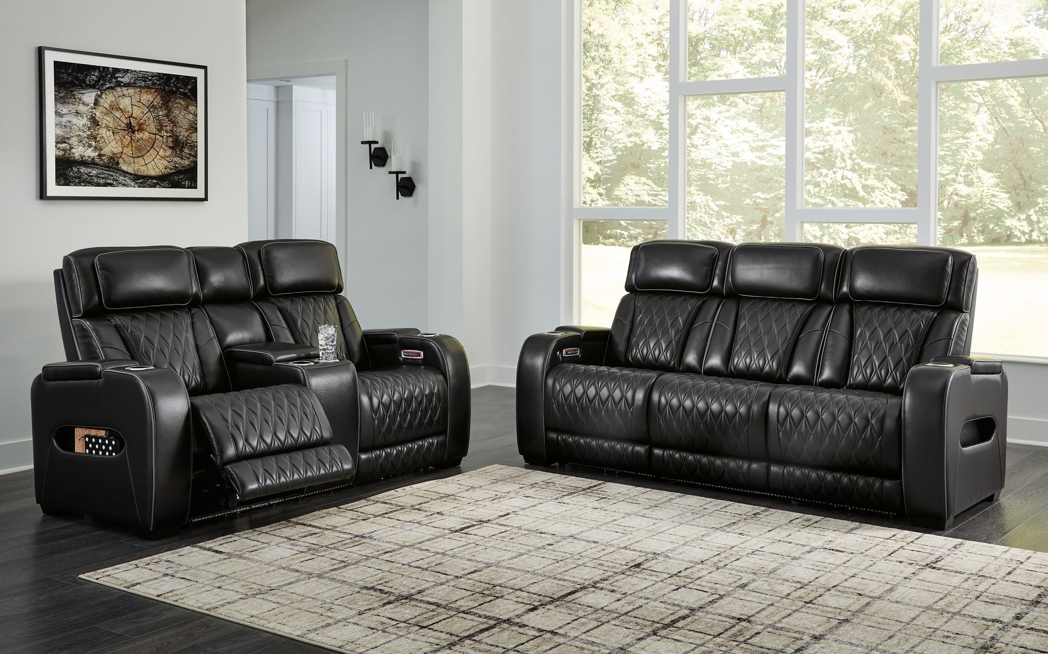 Boyington - Black - Power Reclining Sofa & Loveseat