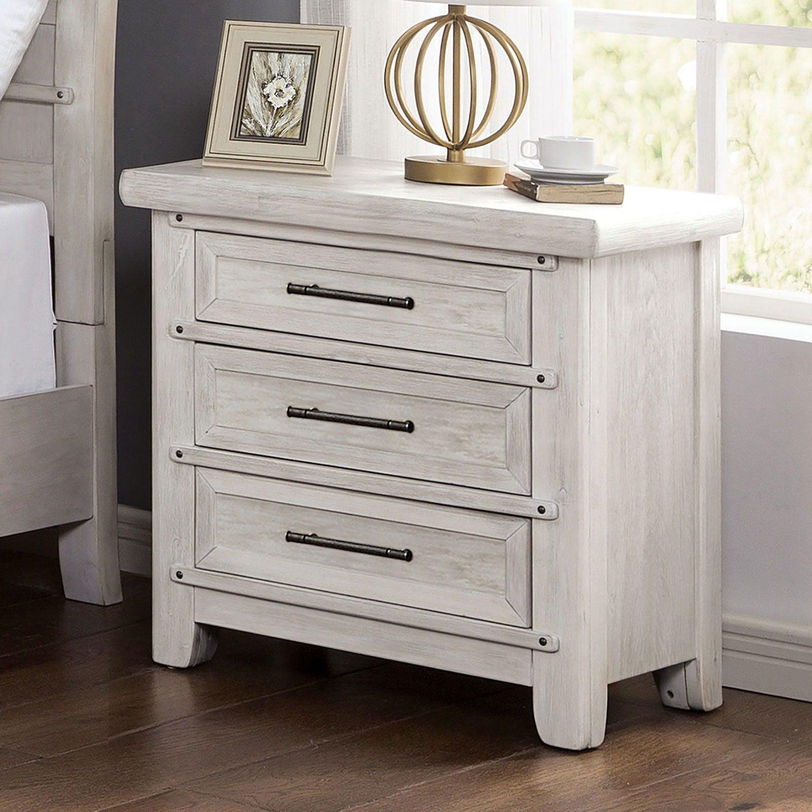 Furniture of America - Shawnette - Nightstand With USB Plug - Antique White - 5th Avenue Furniture