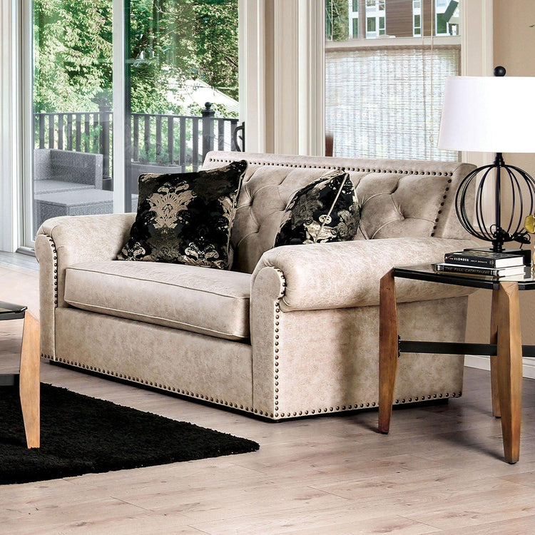 Furniture of America - Parshall - Loveseat - Beige / Gold - 5th Avenue Furniture