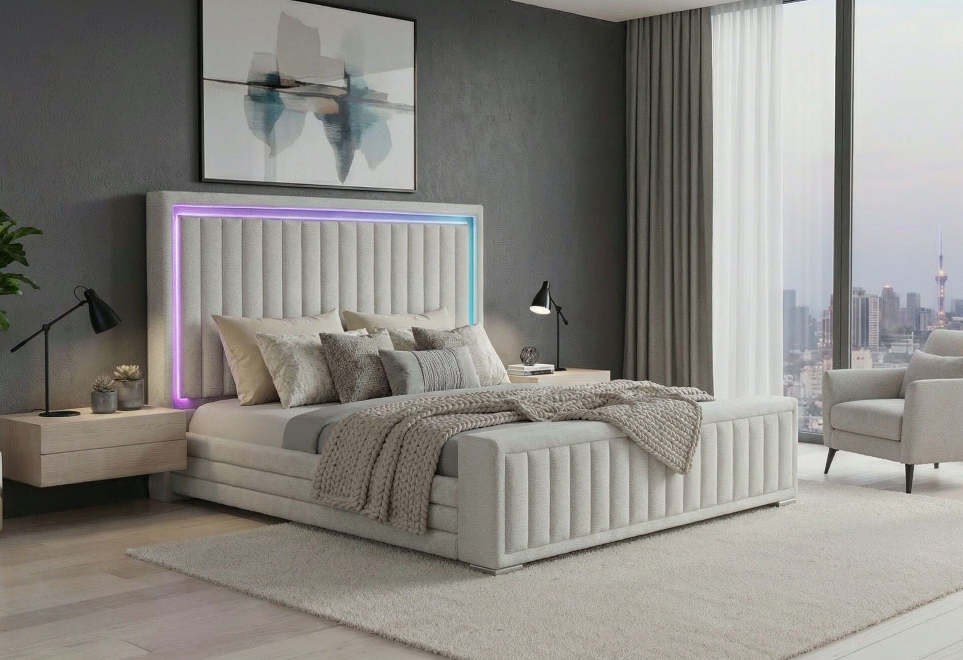 Elias - King Bed With Immersive Sound - Gray