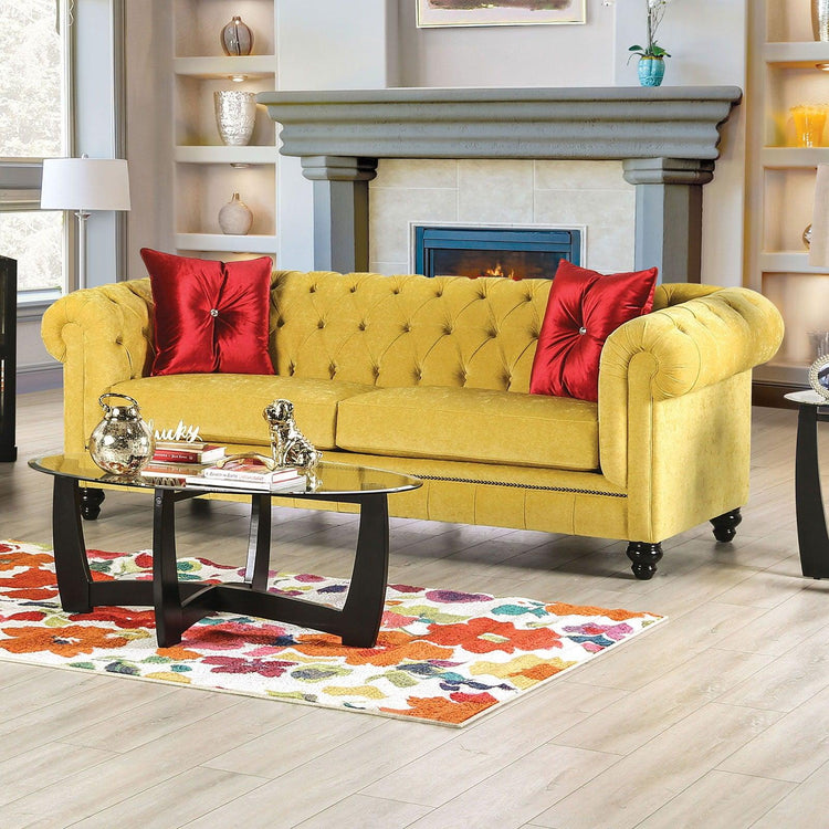 Furniture of America - Eliza - Sofa - Royal Yellow / Red - 5th Avenue Furniture