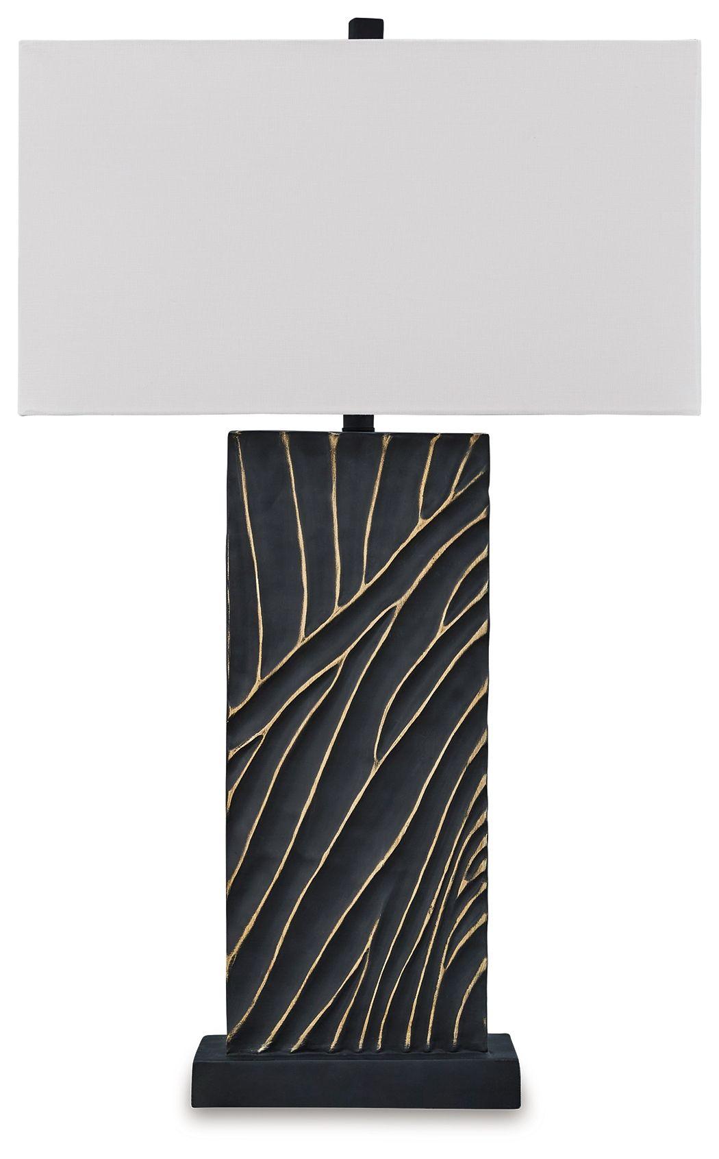 Signature Design by Ashley® - Bartlen - Black / Gold Finish - Poly Table Lamp - 5th Avenue Furniture