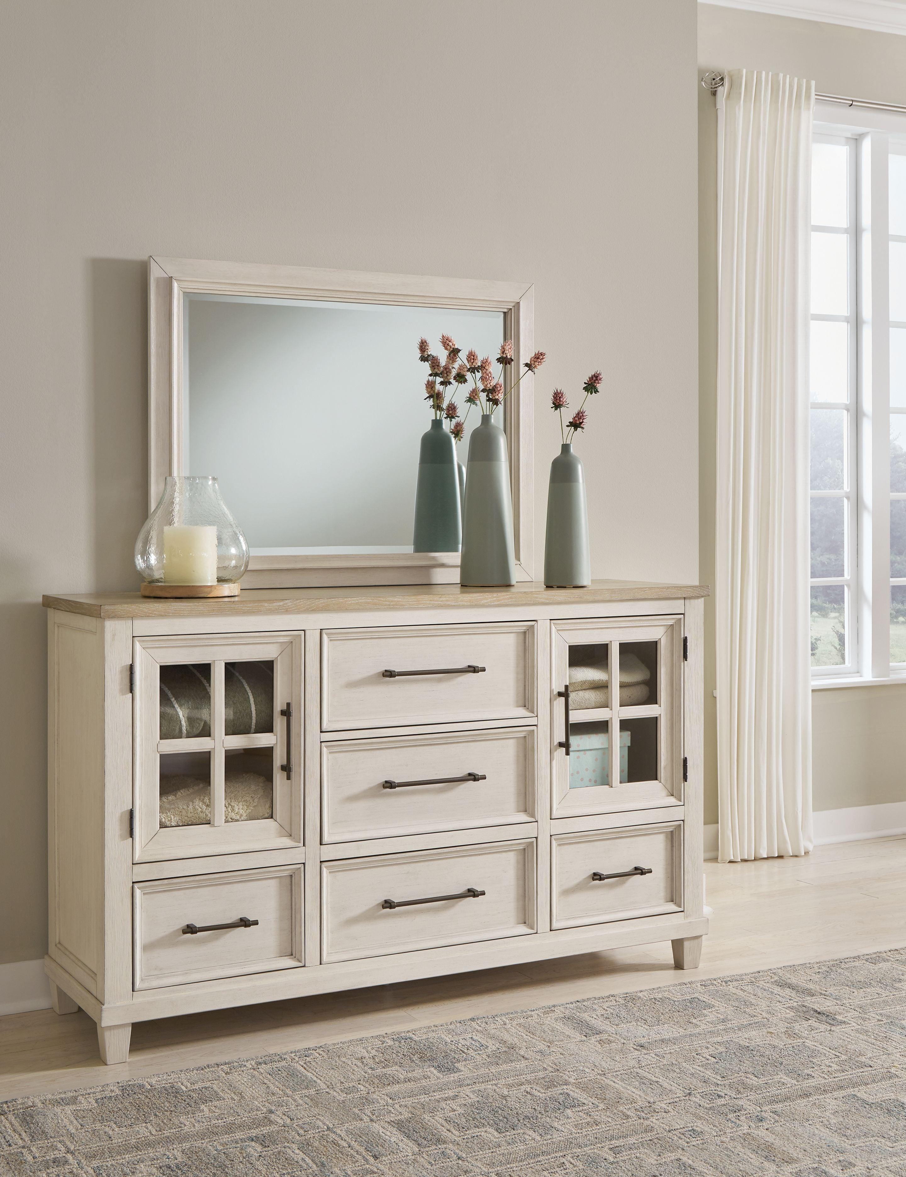 Benchcraft® - Shaybrock - Antique White / Brown - Dresser And Mirror - 5th Avenue Furniture
