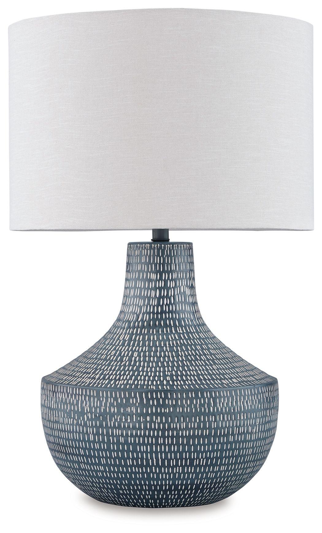 Signature Design by Ashley® - Schylarmont - Antique Gray / White - Metal Table Lamp - 5th Avenue Furniture