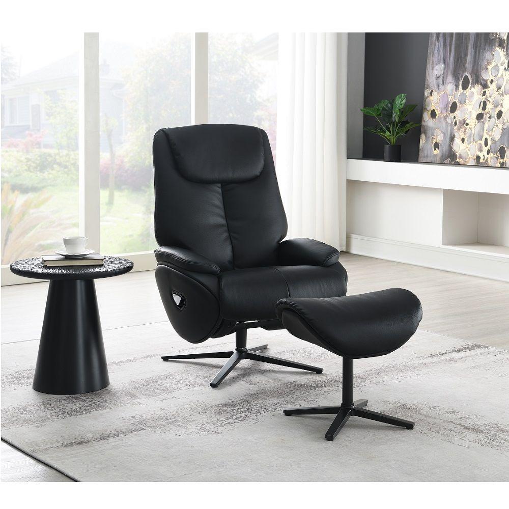 ACME - Labonita - Motion Accent Chair With Swivel & Ottoman - Black - 5th Avenue Furniture