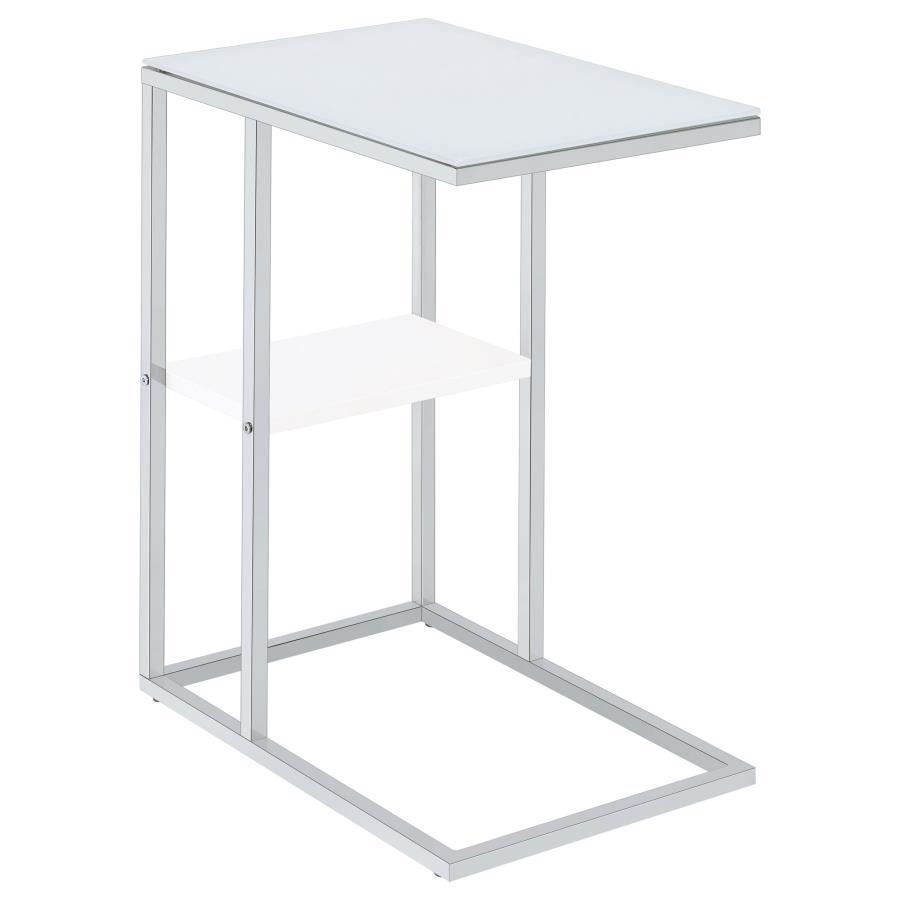 Daisy - 1-Shelf Accent Table - Chrome And White