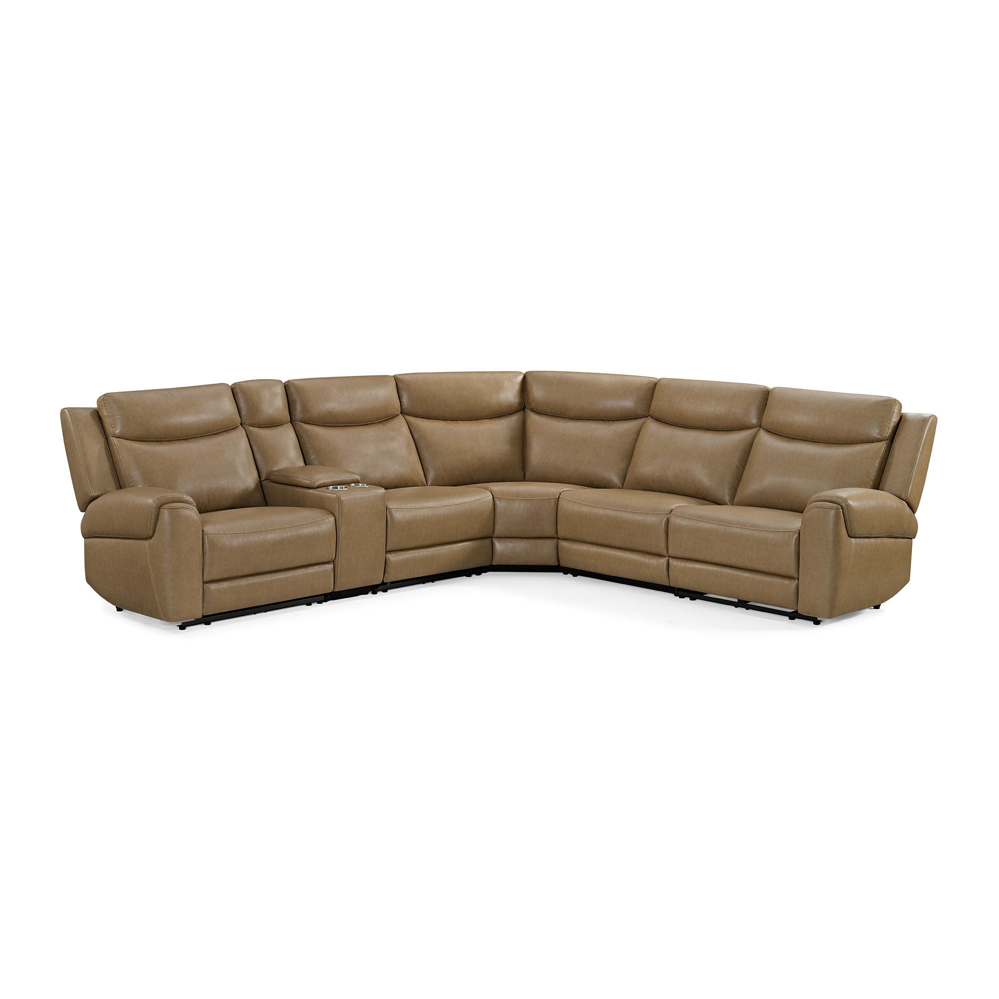 Momentum - 6 Piece Modular Power Reclining Sectional with Power Adjustable Headrests - Cashew