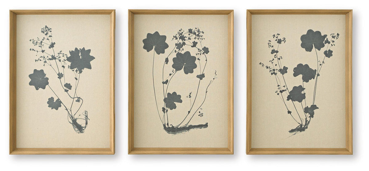 Huddwick - Wall Art Set (Set of 3) - Linen / Black