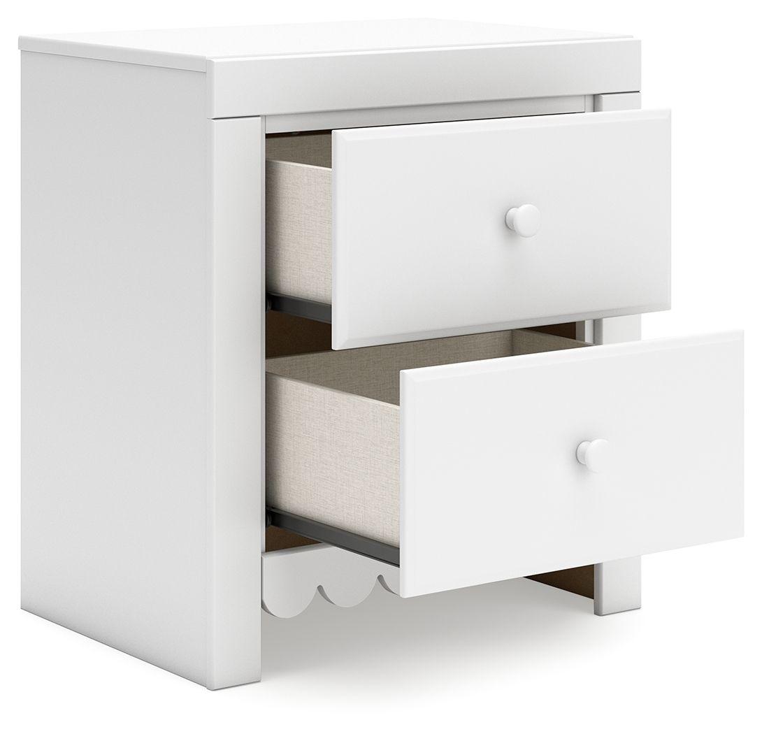 Signature Design by Ashley® - Mollviney - White - Two Drawer Night Stand - 5th Avenue Furniture