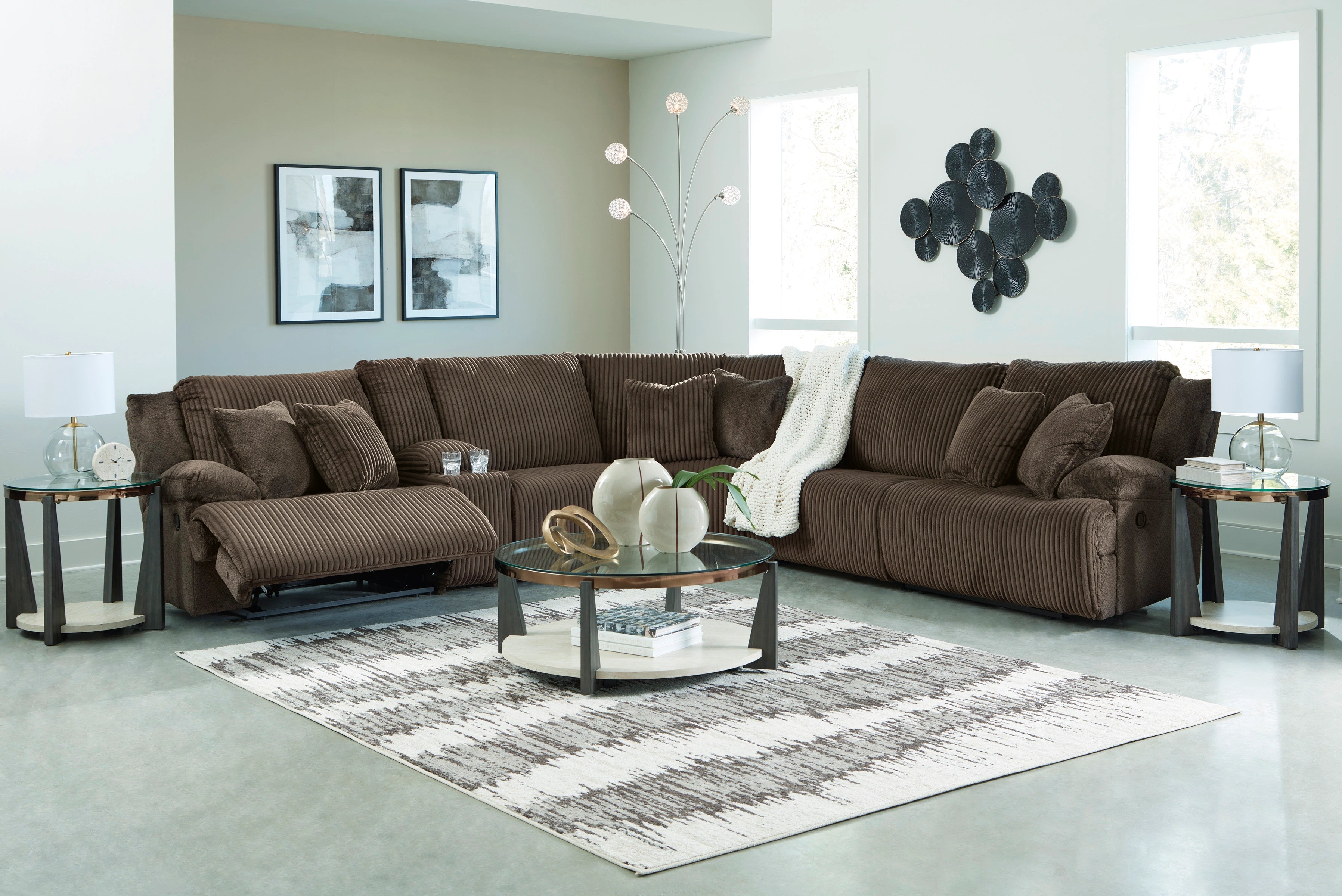 Top Tier - 6pc Reclining Sectional - Chocolate