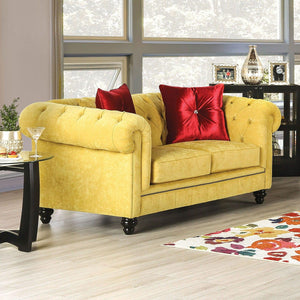 Furniture of America - Eliza - Loveseat - Royal Yellow / Red - 5th Avenue Furniture