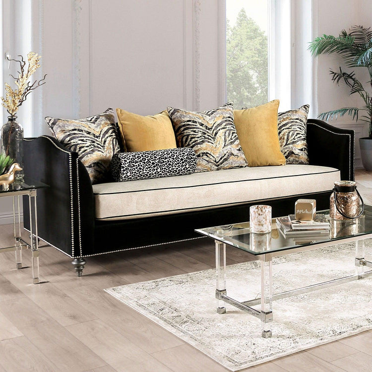 Furniture of America - Maya - Sofa - Black / Beige - 5th Avenue Furniture