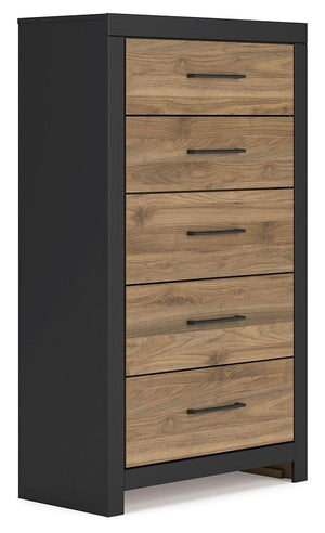 Signature Design by Ashley® - Vertani - Black / Honey Brown - Five Drawer Chest - 5th Avenue Furniture