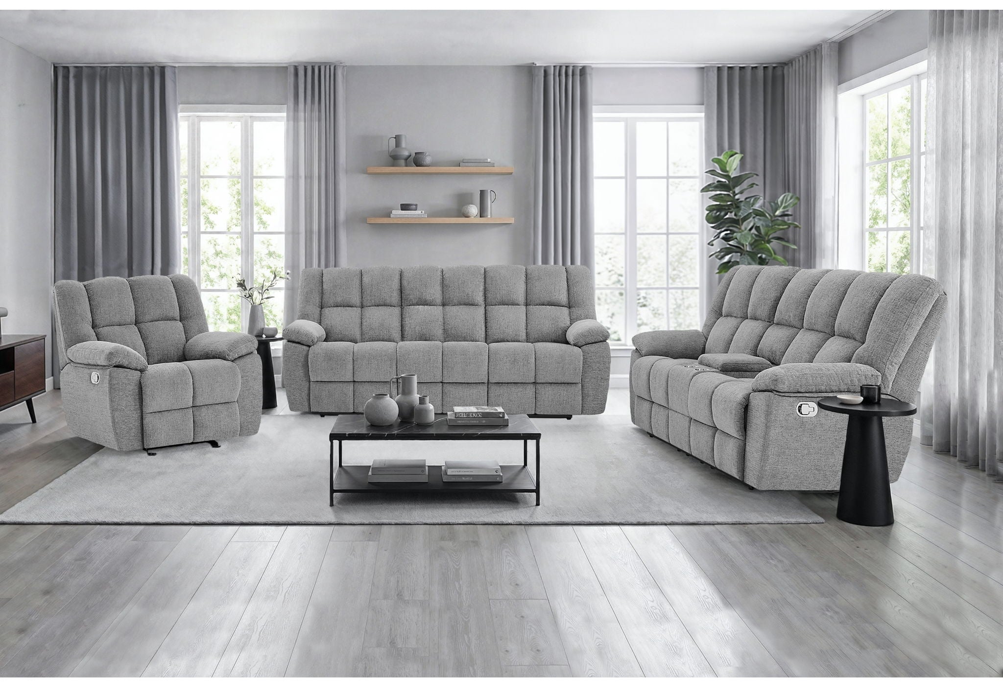 U6000 - Reclining Sofa / Console Reclining Loveseat - Smoke