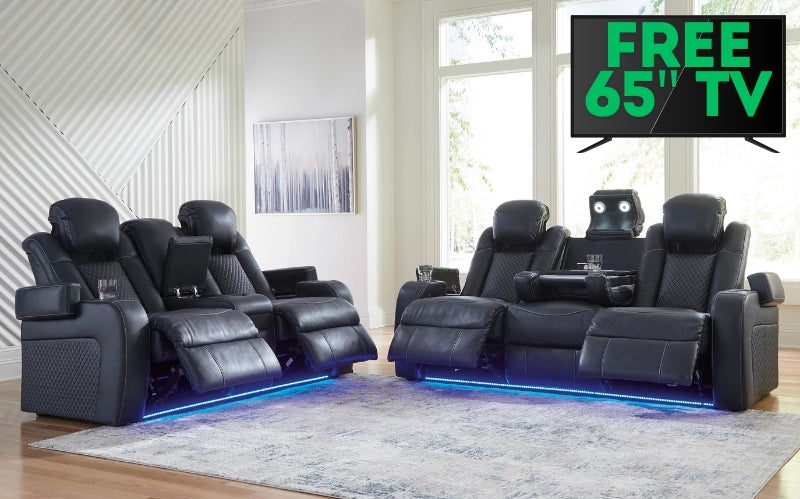 Fyne-dyme Sapphire Blue - Power Reclining Sofa & Loveseat