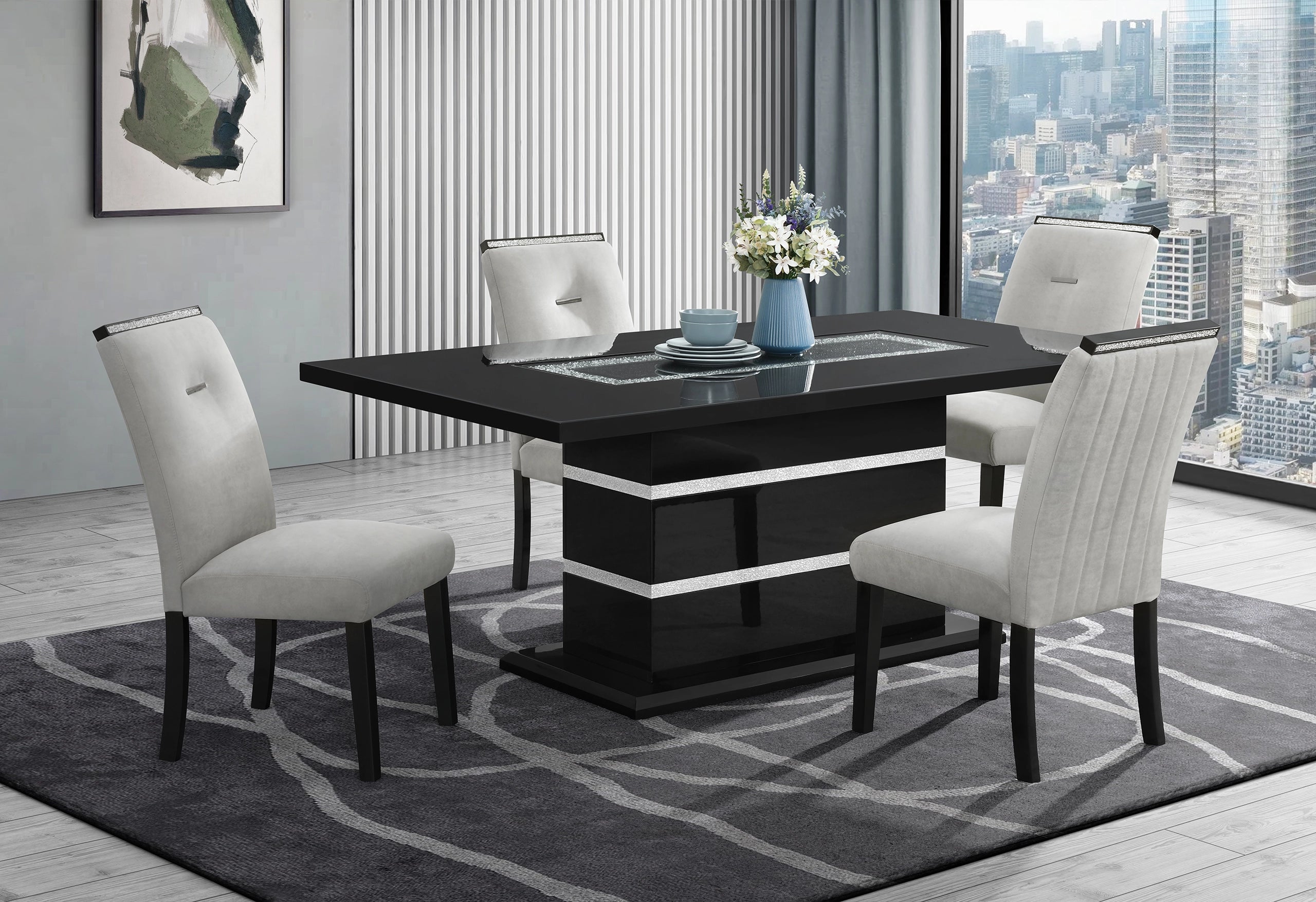 Monaco - 5pc Dining Room Set - Black/Gray