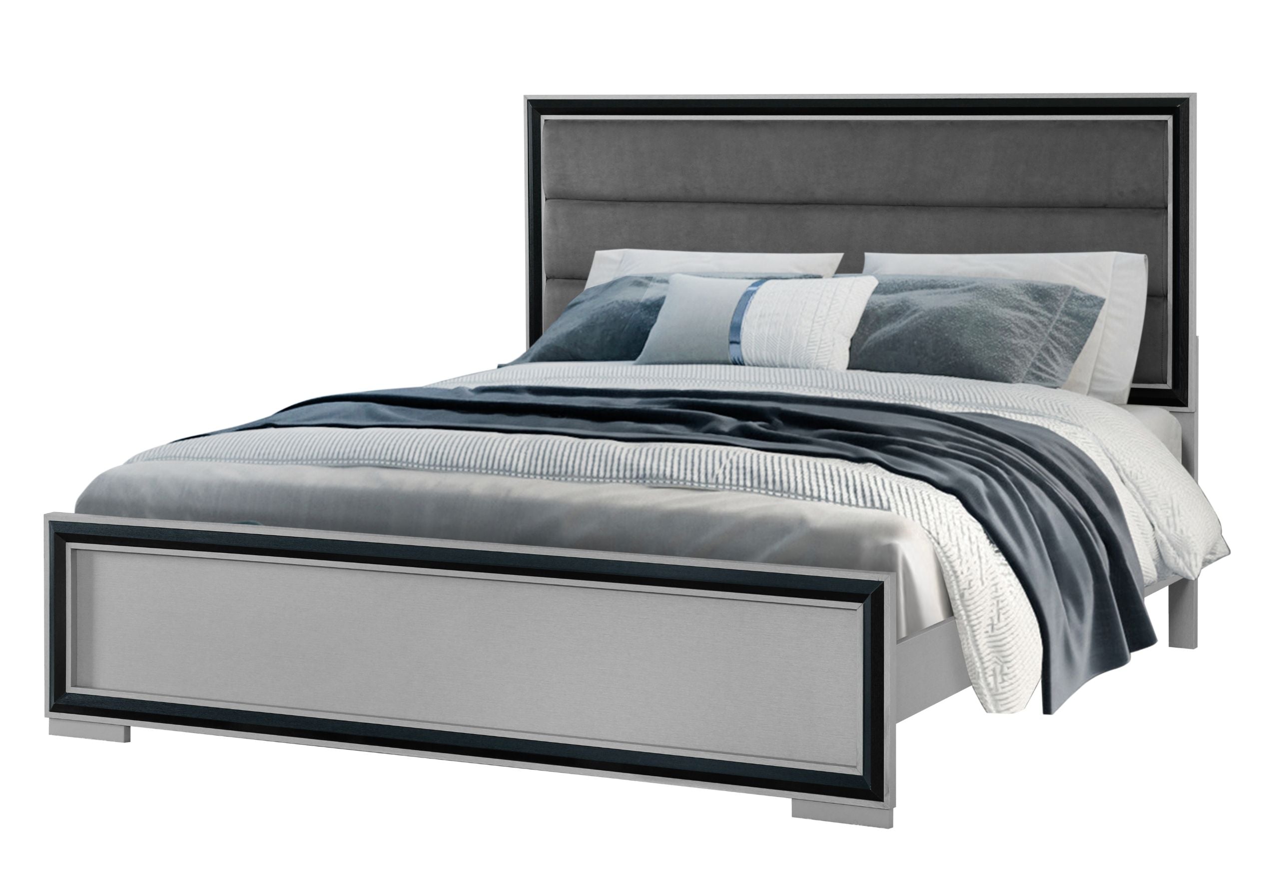 Amelia - Queen Bed With LED - Gray Black