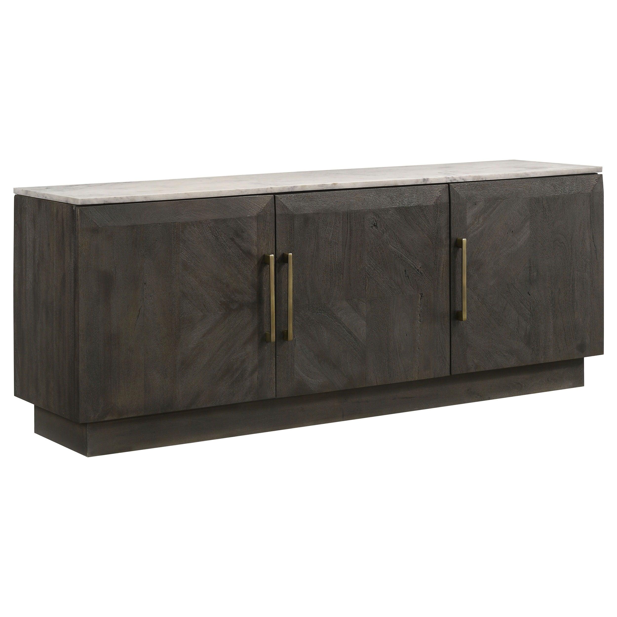 Coaster Fine Furniture - Dennis - 3 Door Marble Top Dining Sideboard Server - White / Tobacco Grey - 5th Avenue Furniture