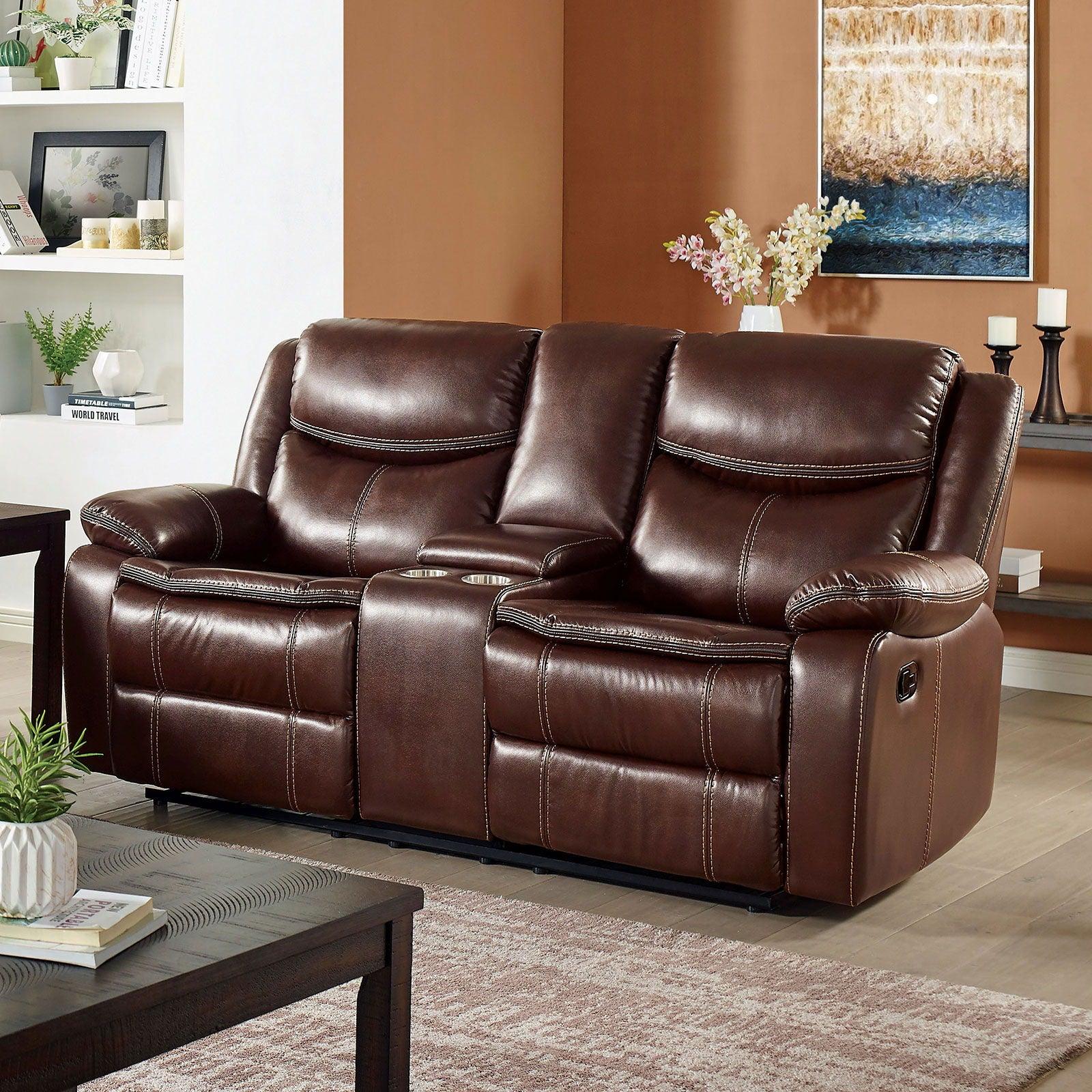 Furniture of America - Jeanna - Loveseat - Brown - 5th Avenue Furniture