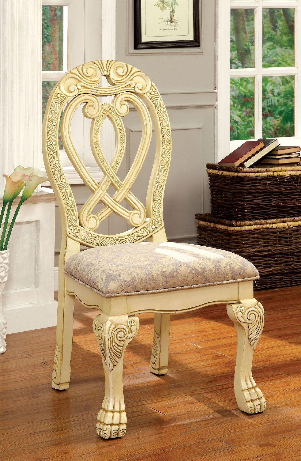 Furniture of America - Wyndmere - Side Chair (Set of 2) - Vintage White / Beige - 5th Avenue Furniture