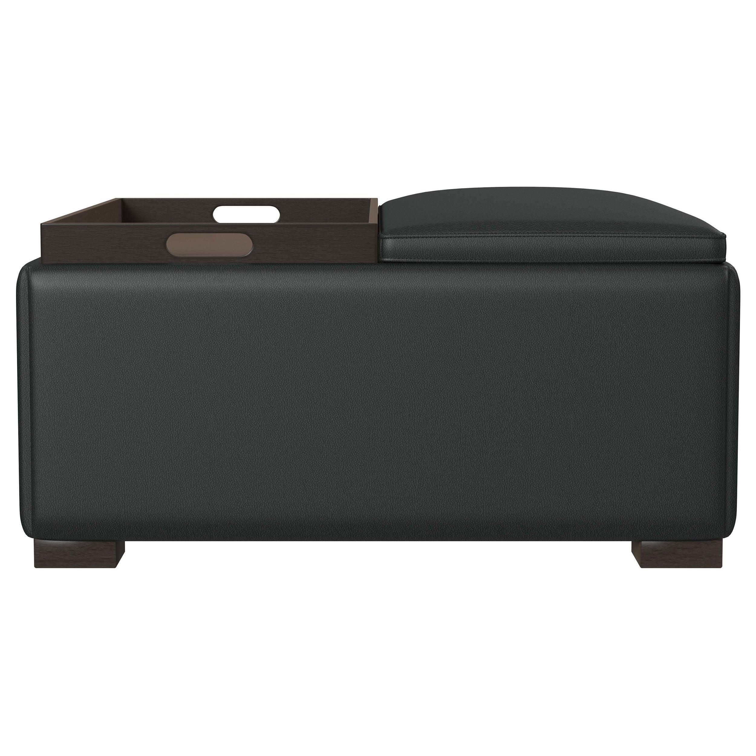 Coaster Fine Furniture - Paris - Multifunctional Upholstered Storage Ottoman With Utility Tray - Black - 5th Avenue Furniture