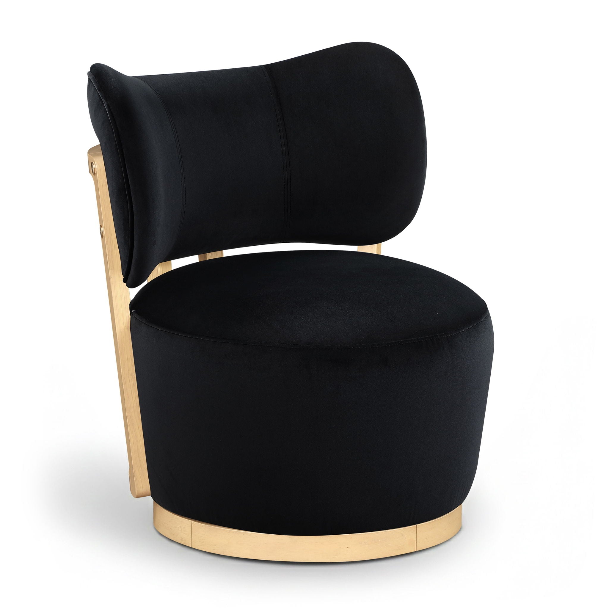 Elara - Velvet Upholstered Swivel Accent Chair - Stained Natural