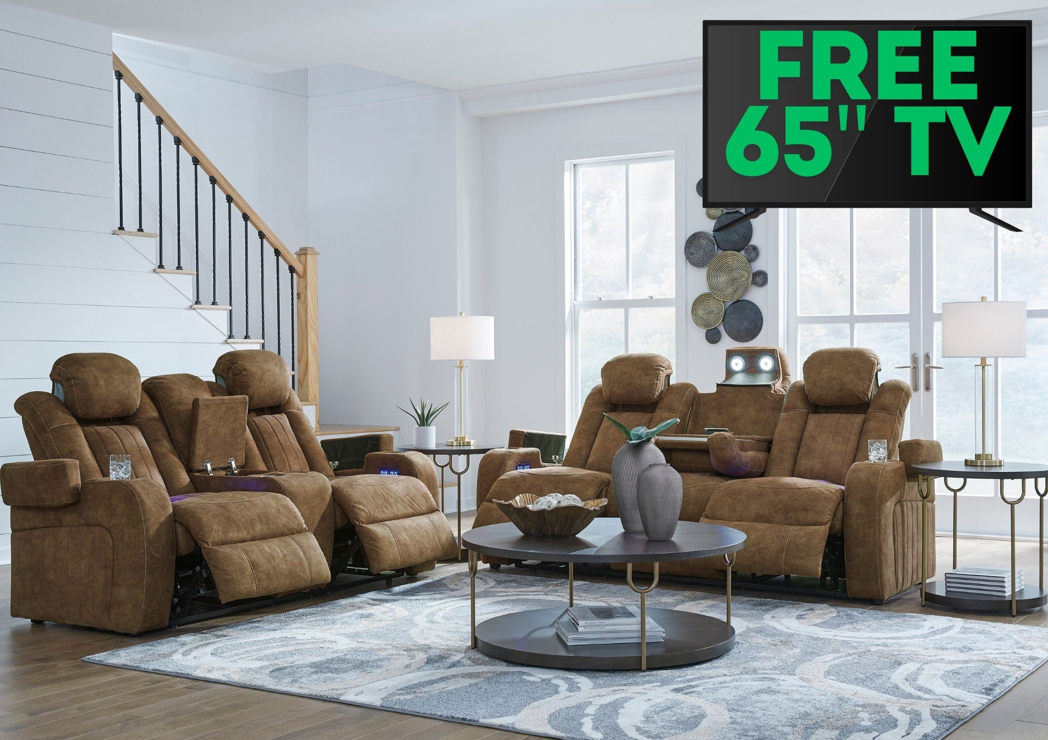 Wolfridge - Brindle - 2 Pc. - Power Reclining Sofa & Loveseat With Console