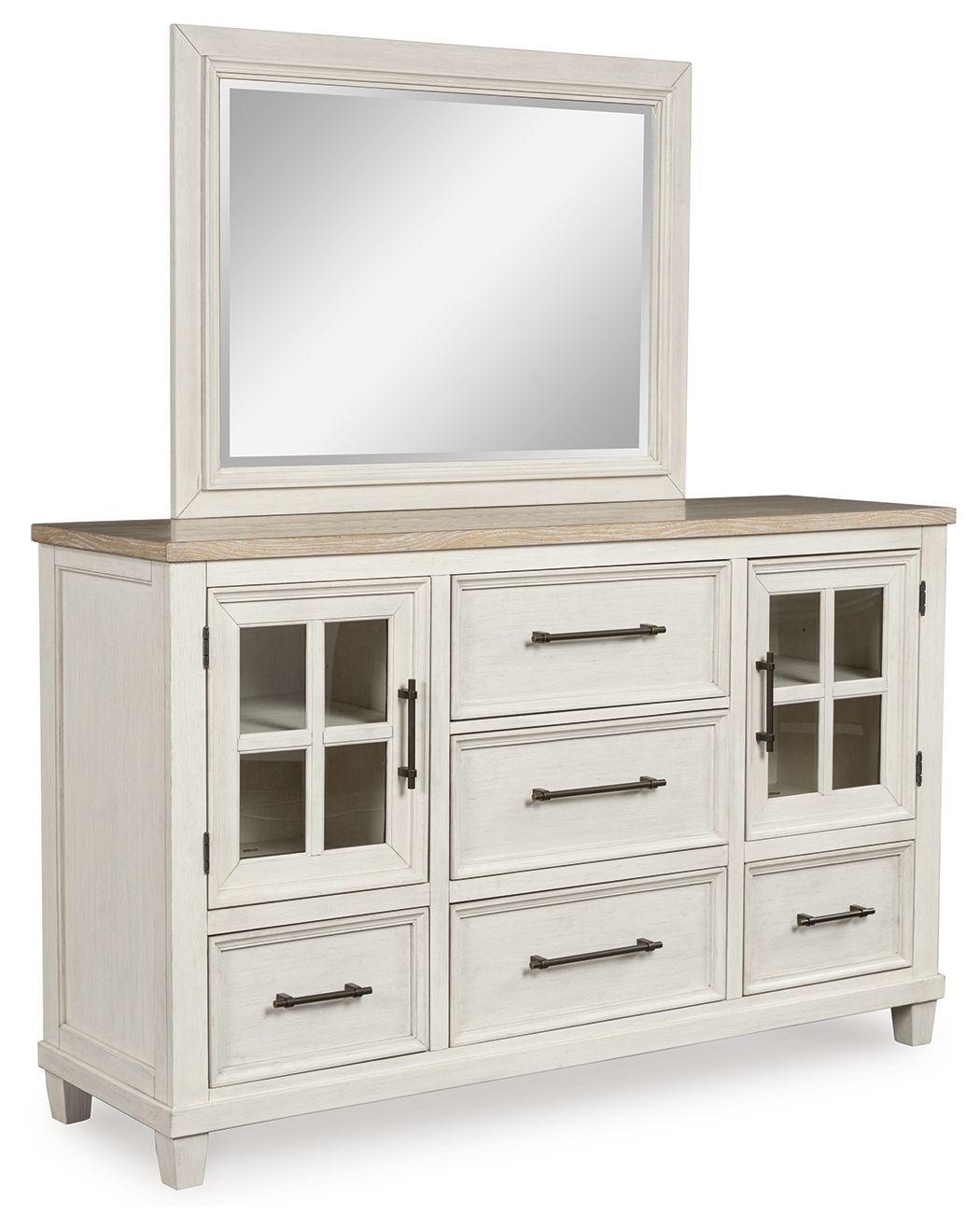 Benchcraft® - Shaybrock - Antique White / Brown - Dresser And Mirror - 5th Avenue Furniture