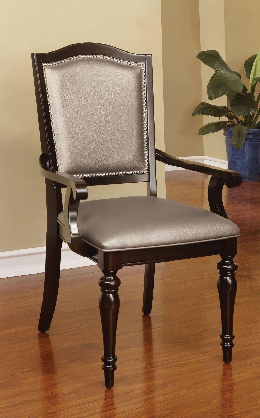 Furniture of America - Harrington - Arm Chair (Set of 2) - Dark Walnut / Pewter - 5th Avenue Furniture