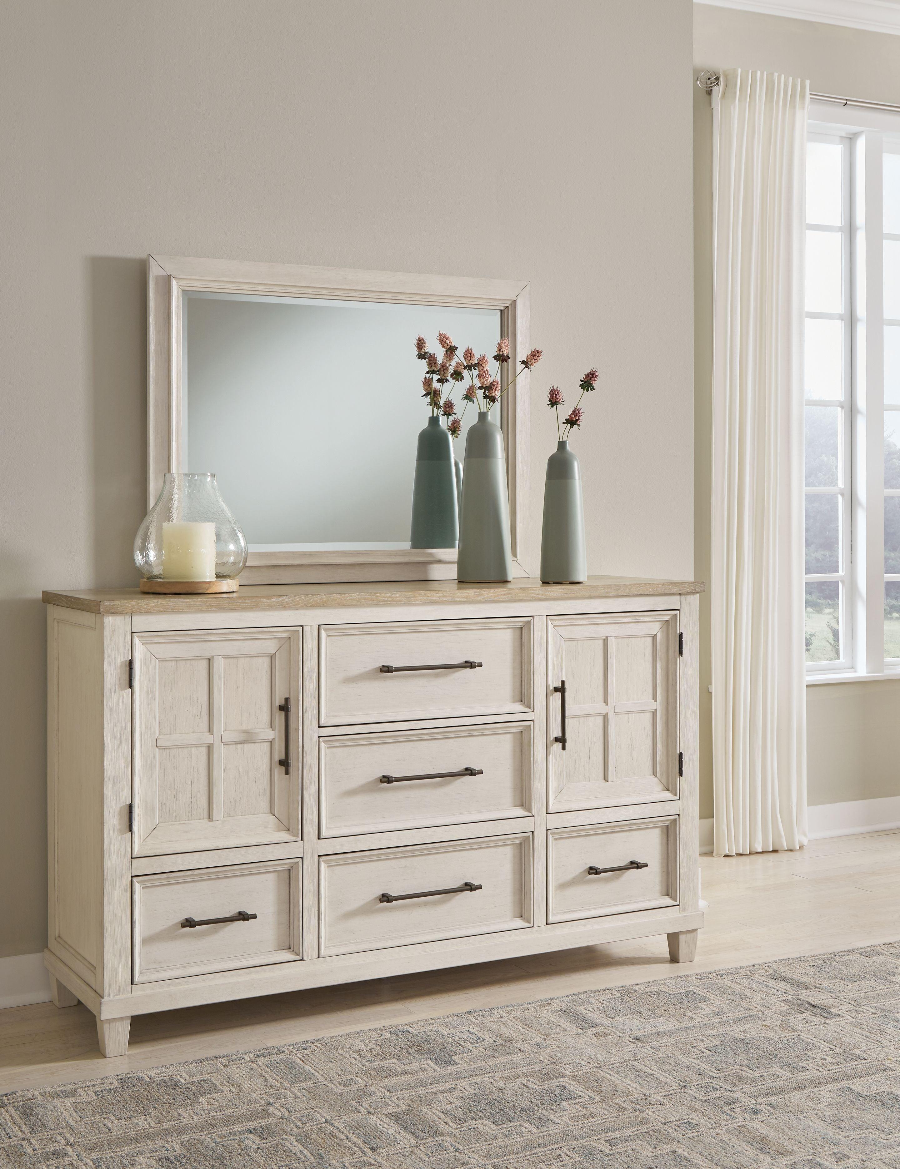 Benchcraft® - Shaybrock - Antique White / Brown - Dresser And Mirror - 5th Avenue Furniture