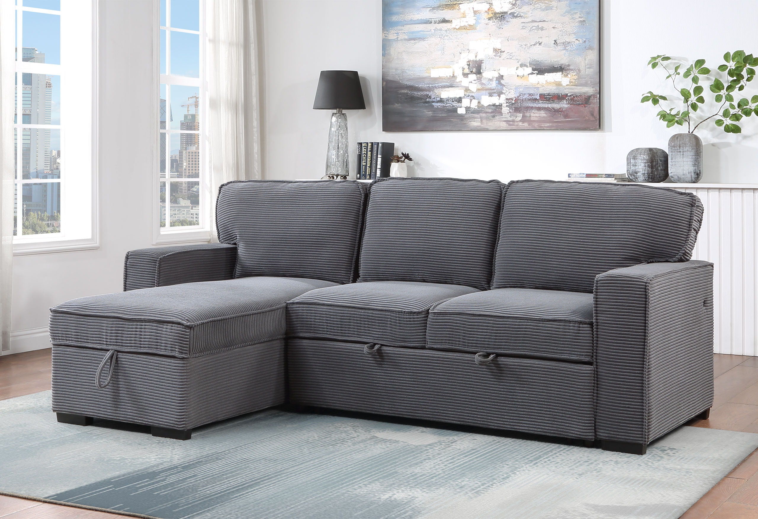 U0203 - Pullout Sofa Bed - Light Gray